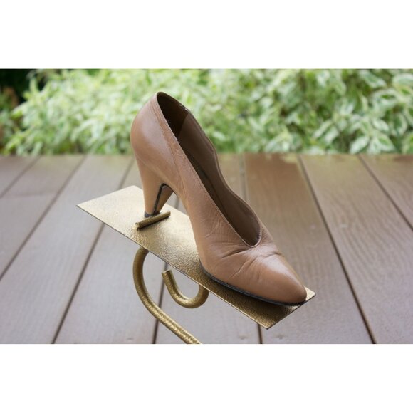 Vintage Women's Pancaldi For Sandilar Beige Pumps Made In Italy Leather 5 1/2B - Picture 2 of 4